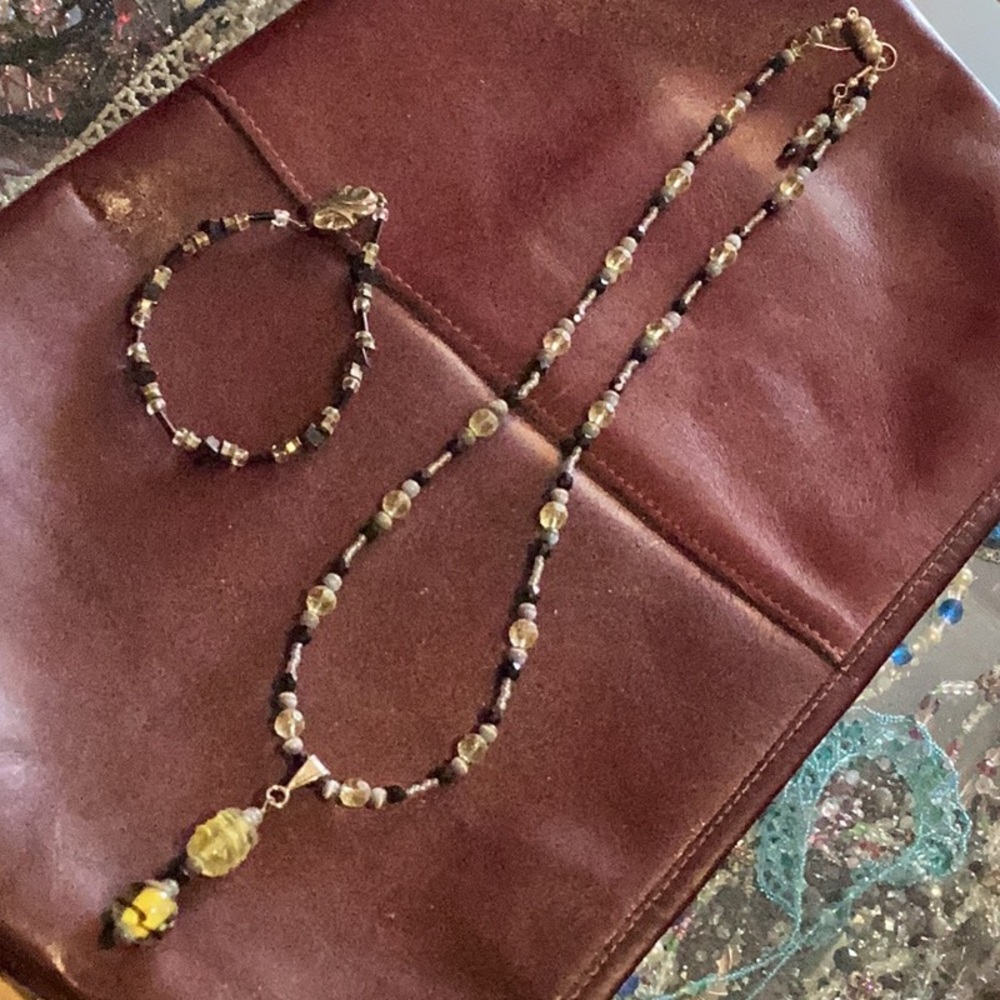 Beaded necklace and earring set (new)